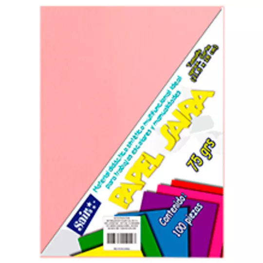 Paquete de hojas de color saira tamaño carta   rosapastel 75 grs 100 hojas