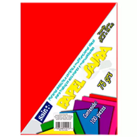 Paquetede de hojas de color saira tamaño carta  rojo 75 grs 100 hojas