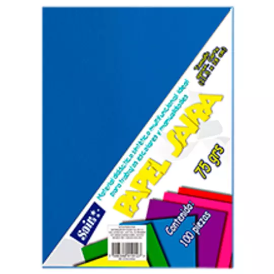 Paquete de hojas de color saira tamaño carta  azul marino 75 grs 100 hojas