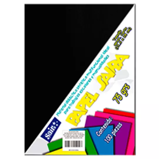 Paquete de hojas de color saira tamaño carta   negro 75 grs 100 hojas