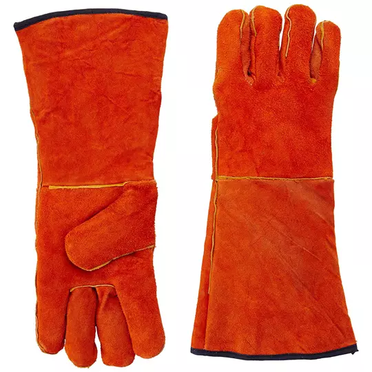 Guantes para soldar Santul de carnaza color naranja.