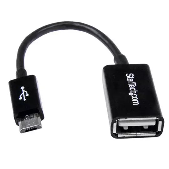 Cable Adaptador Startech Micro USB Macho a USB A Hembra, 12cm, Negro