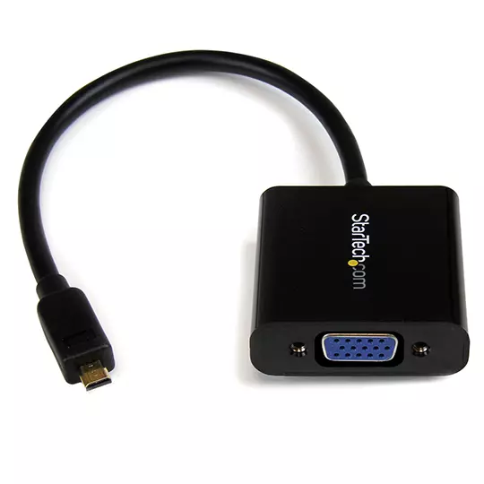 Convertidor Adaptador Startech Micro HDMI 19-Pin Macho a VGA 15-Pin Hembra, Negr