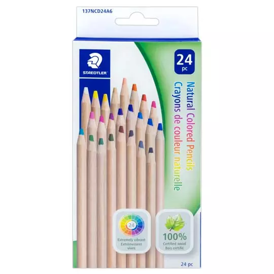 Lápices de color Staedtler de madera natural caja con 24 piezas