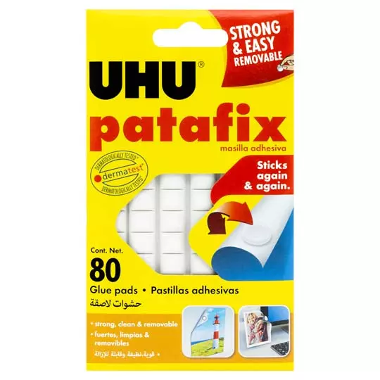 Pastillas de pegamento UHU Patafix color blanco con 80 almohadillas