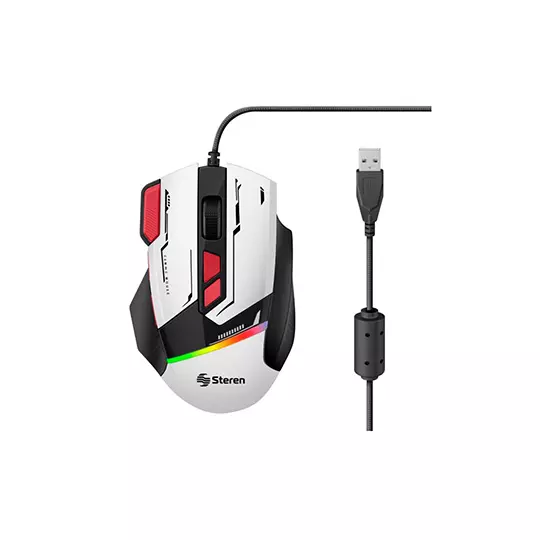 LM-Mouse gamer STEREN con conexión USB 3.0 de 1.5 m color blanco