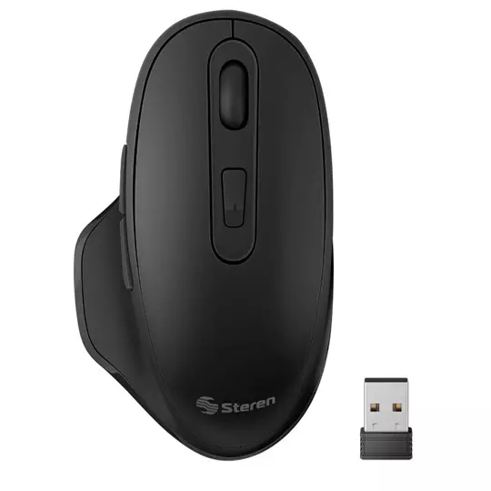 Mouse inalámbrico STEREN ergonómico con batería recargable color negro