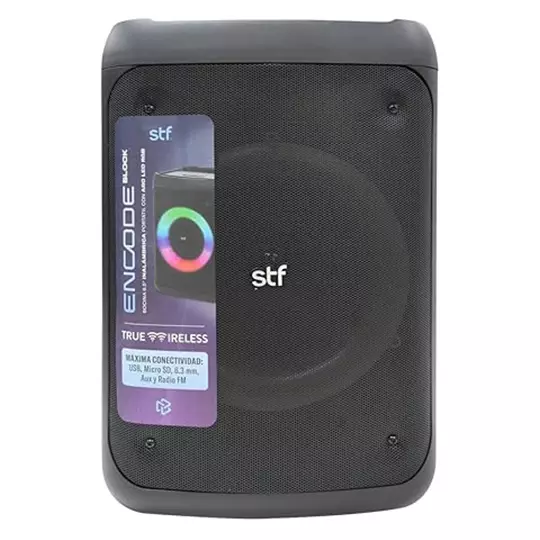 Bocina inalámbrica STF Encode Block 6.5"con aro de luz LED y conectividad TWS