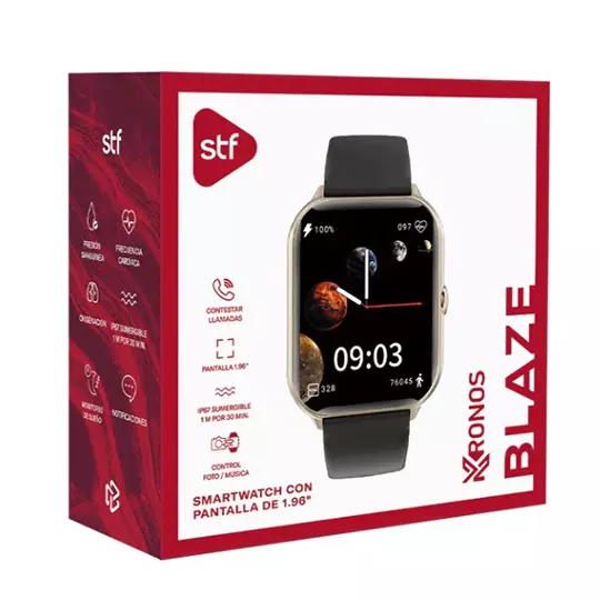 Smartwatch STF modelo Kronos blaze pantalla 1.96" resistencia IP67