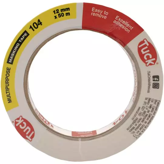 Masking tape tipo 104 TUK uso general 2 mm x 50 m, beige pálido, 1 pieza.