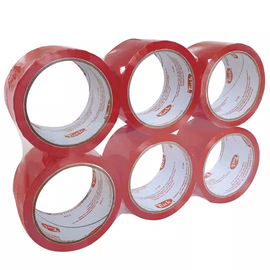 Cinta 184 de empaque TUK 48mm x 50m , color rojo, con 6 piezas