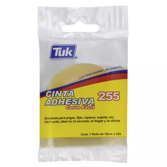 Cinta adhesiva 255 TUK 12 mm x 33 m , transparente, 1 pza