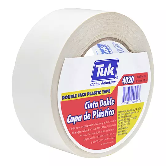 Cinta 4020 doble capa TUK 48mm x 50m, color blanco, 1 pieza
