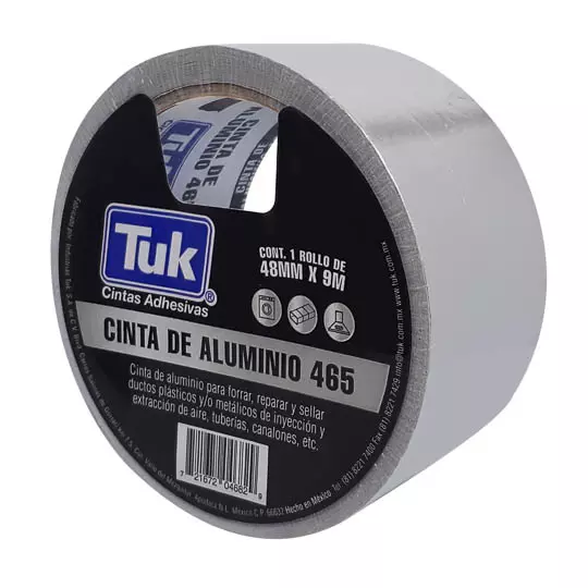 Cinta de aluminio 465 TUK 48mm x 9m , color plata, 1 pza