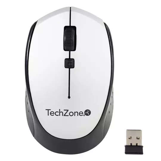 Mouse Techzone inalámbrico blanco.