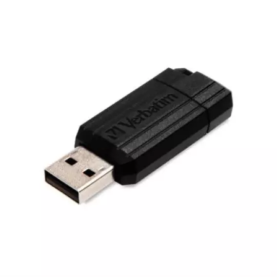USB Verbatim PinStripe 64 GB, negro, retráctil, USB 2.0.