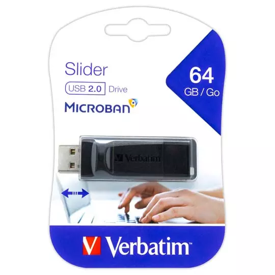 Memoria Verbatim USB 64GB slider blac.