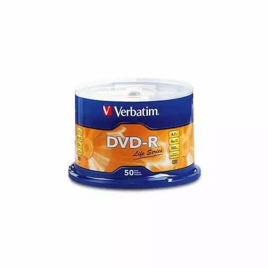 Disco Verbatim DVD-R 16x con 50 piezas.