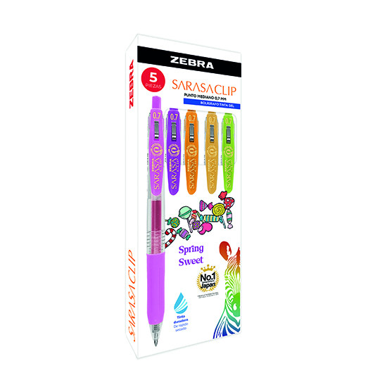 Bolígrafo de gel ZEBRA Sarasa clip mediano Spring sweet caja con 5 pz