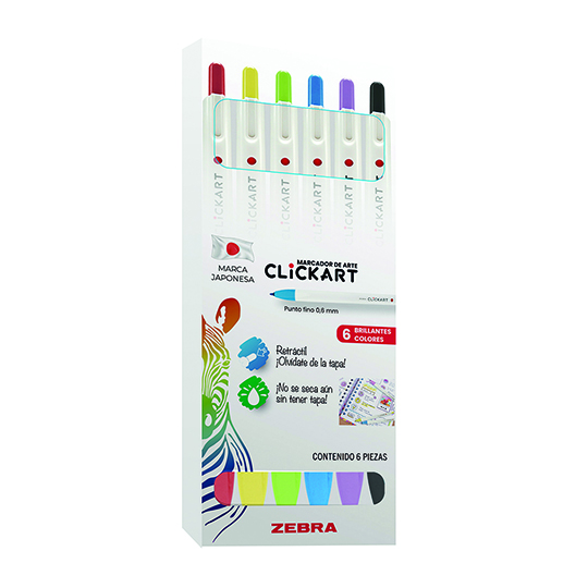 Plumón de arte ZEBRA Clickart surtido estuche c/6 piezas