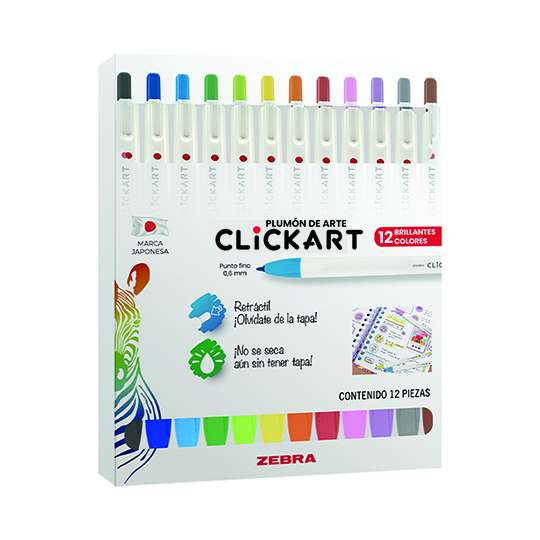 Plumón de arte ZEBRA Clickart surtido estuche c/12 piezas