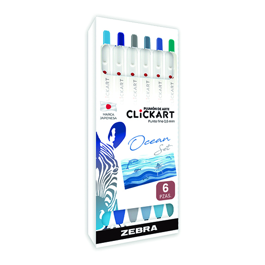 LM-Plumón de arte ZEBRA Clickart Vivid Ocean estuche c/6 piezas