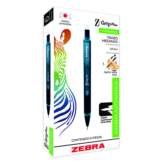 Portaminas ZEBRA Z-Grip Plus punto mediano 0.7 mm caja con 6 pz