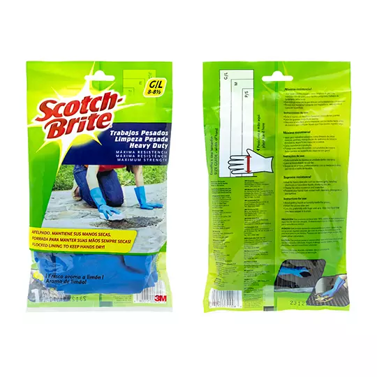 Guantes de latex azules afelpados Scotch-brite 3M tamaño grande