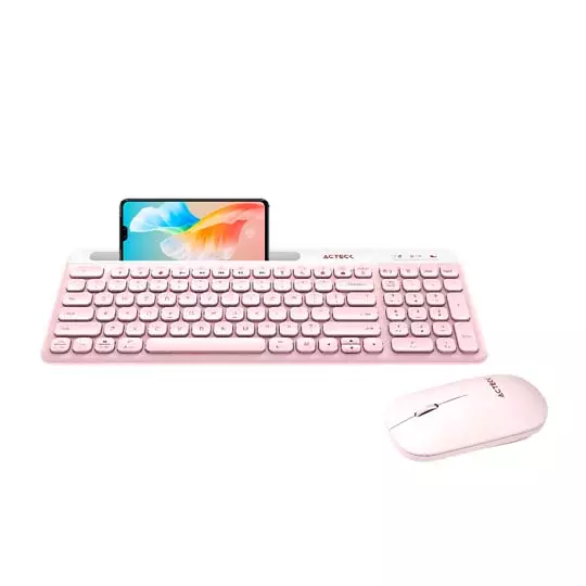 KIT TECLADO Y MOUSE ACTECK INALÁMBRICO CREATOR VIRTUOS SILK MK720 COLOR ROSA
