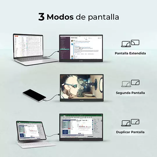 Monitor Portatil Plano 15.6" IPS, LinkPad LP15Y, FHD, 2x Altavoces 1 W.