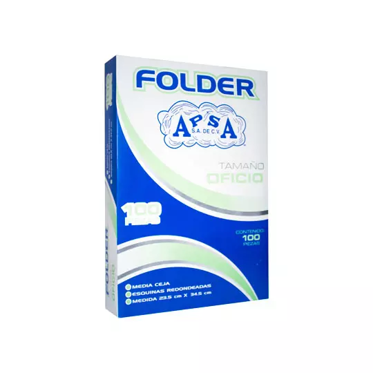 Folder crema APSA tamaño oficio  , paquete con 100  piezas