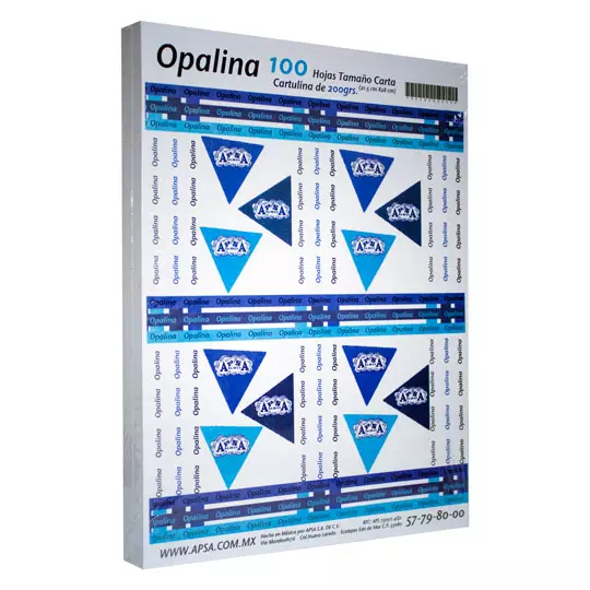 Papel opalina blanca 90% blancura APSA tamaño carta 200 gramos paquete con 100 p