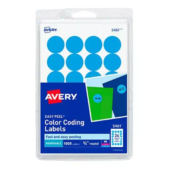 Etiqueta redonda removible azul claro AVERY tecnología laser/inkjet