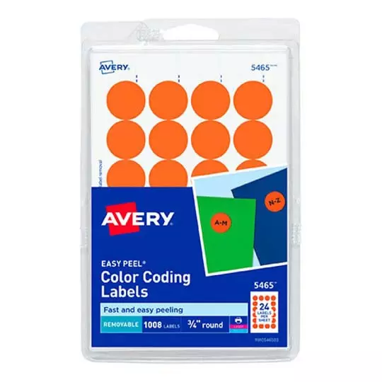 Etiqueta redonda removible naranja AVERYcon tecnología laser/inkjet