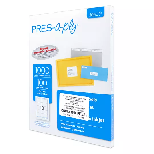 Etiqueta tecnología laser/inkjet AVERY color blanco, 5.1 x 10.2 cm 2