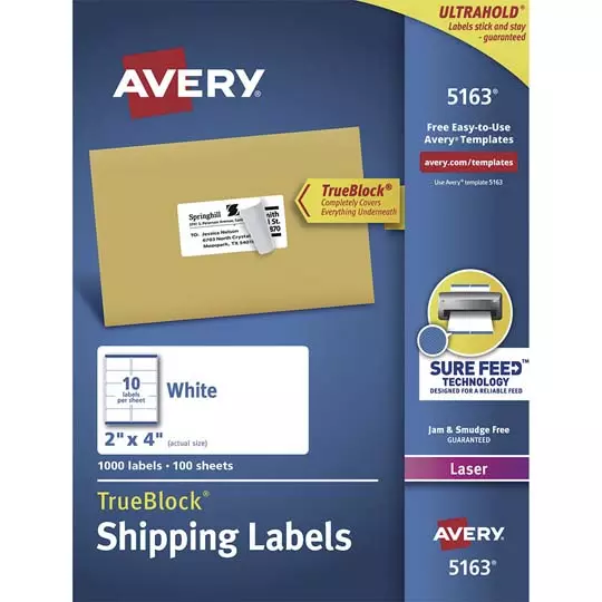 Etiqueta tecnología laser AVERY color blanco, 5163 2
