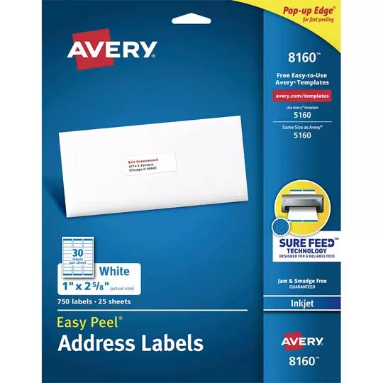 Etiqueta tecnología inkjet AVERY color blanco, 2.5 x 6.7 cm 2