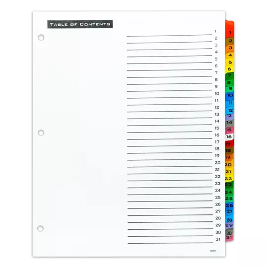 Separador blanco carta 31 divisiones AVERY  tecnología laser/inkjet