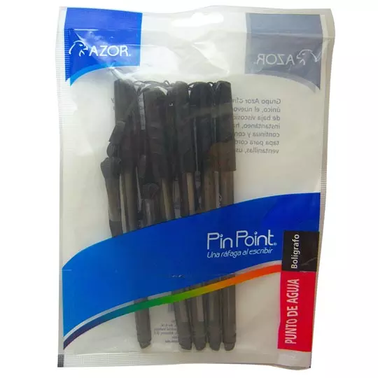 Bolígrafo fino Pin Point 0.7 mm color negro empaque con 5 pzas
