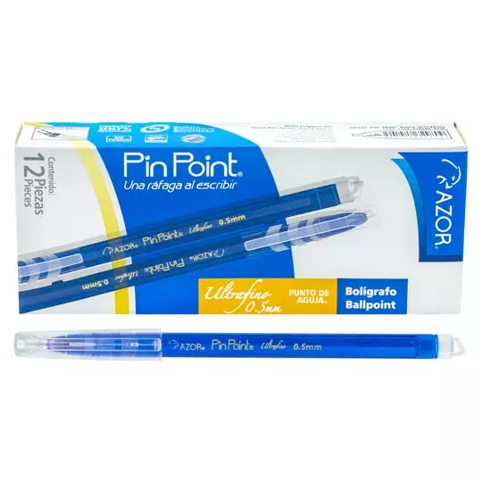 Bolígrafo ultra fino Pin Point 0.5 mm color azul caja con 12 pzas