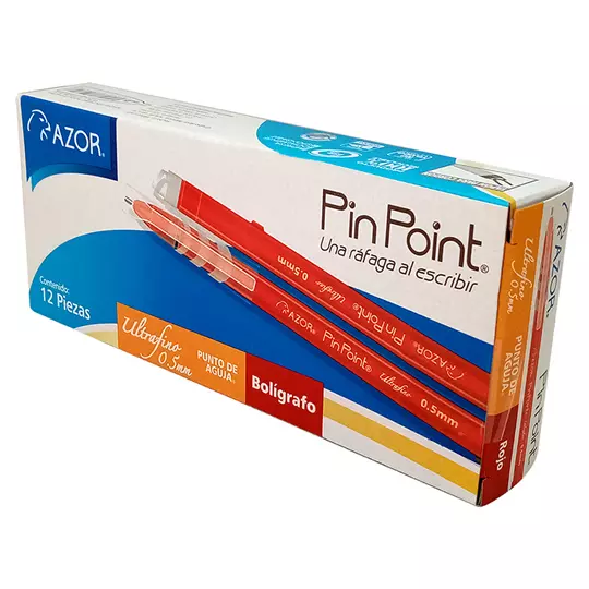 Bolígrafo ultra fino Pin Point 0.5 mm color rojo caja con 12 pzas