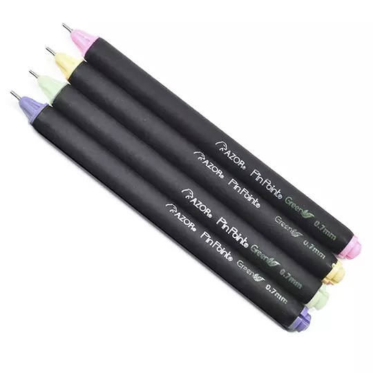 Bolígrafo fino ecológico mini Pin Point Green 0.7 mm surtido pastel 4 piezas