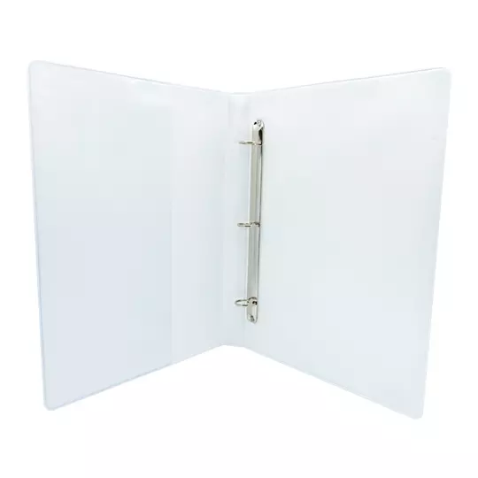 Carpeta panorámica con cristal Kinera oficio herraje 1 pulgada "O" color blanco