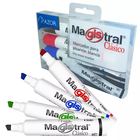 Marcador Magistral Clásico punta cincel 6 mm colores surtidos empaque con 4 pzas 2
