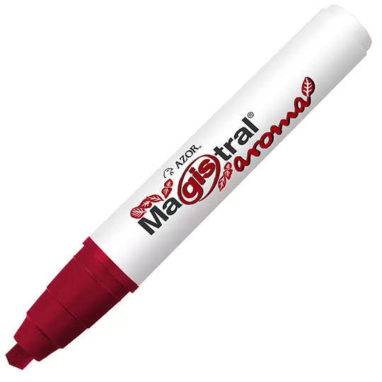 Marcador para pizarrón Magistral Aroma punta cincel 6 mm rojo caja c/12 pzas