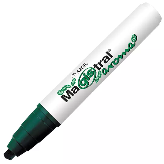Marcador para pizarrón Magistral Aroma punta cincel 6 mm verde caja c/12 pzas