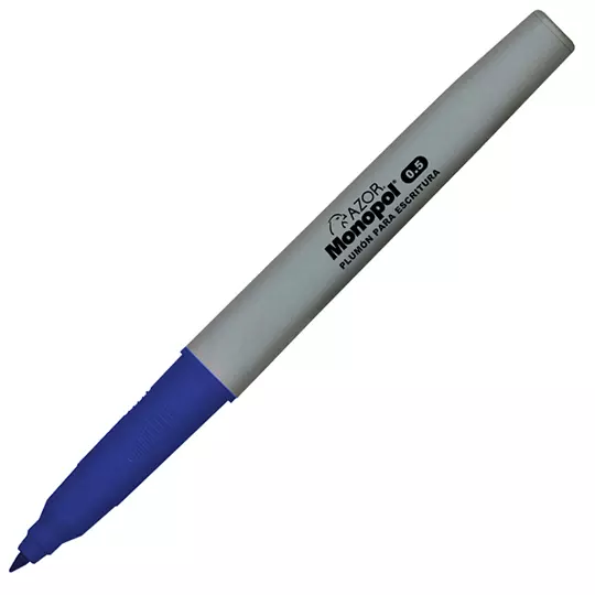 Plumón ultra fino Monopol 0.5 mm color azul caja con 12 pzas