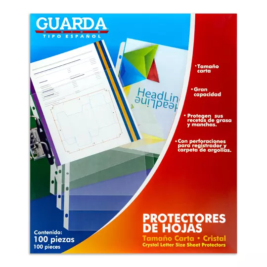 Protector de hojas cristalino Guarda 330tamaño carta caja con 100 pzas
