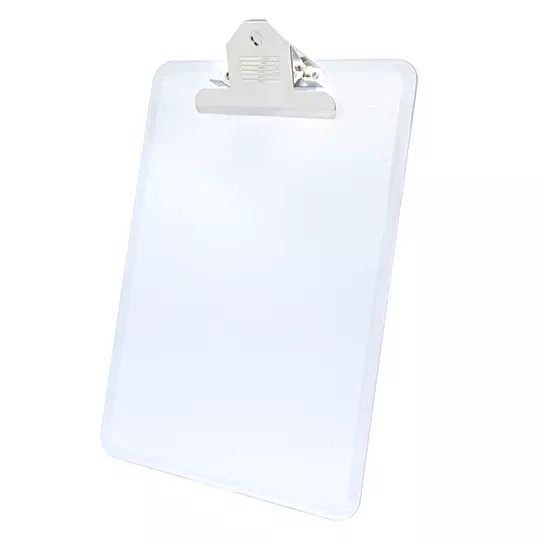 Tabla de plástico Sablón con clip metálico tamaño carta color cristal