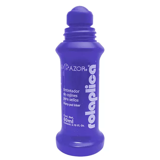 Tinta para sello Rolaplica Azor color azul sistema Roll-On 60 ml